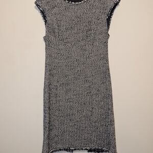 Rebecca Taylor Black and White Textured Midi Dress